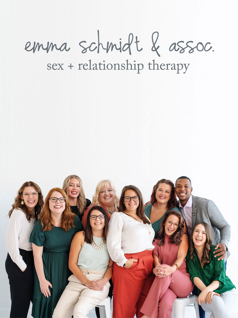 The staff of Emma Schmidt and Assoc. pose together for a group photo. Learn more about therapy in Indianapolis, IN and online therapy in Indiana today. An online therapist in Indiana can offer support with couples therapy, trauma therapy in Indianapolis, IN, and more! 45208